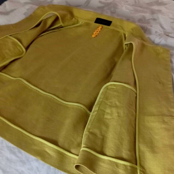 Piazza Sempione Italy Suit Jacket IT 40 Small Chartreuse Blazer Cotton Buttons - Picture 5 of 7